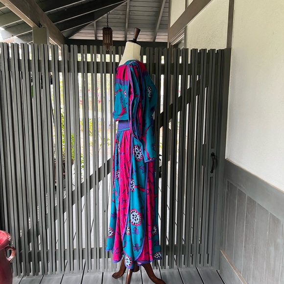 Jeanne Marc Dress Colorful 🌸❤️Pink Teal - Picture 4 of 14